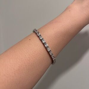 NEW Diamonique Silver Oval Diamond Tennis Bracelet